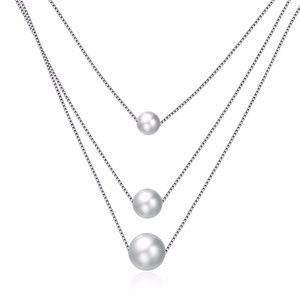 925 Sterling Silver Natural Three Pearls Necklace